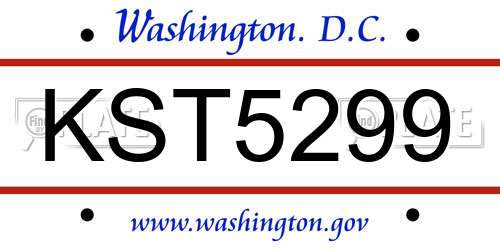 KST5299 District Of Columbia License Plate