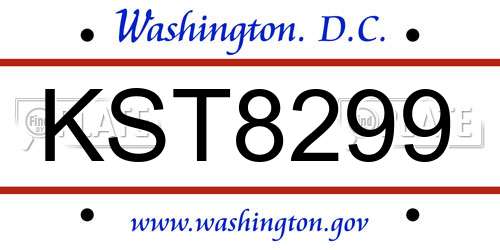 KST8299 District Of Columbia License Plate