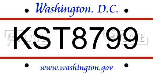 KST8799 District Of Columbia License Plate