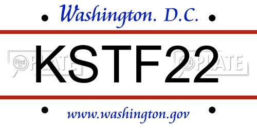 KSTF22 District Of Columbia License Plate