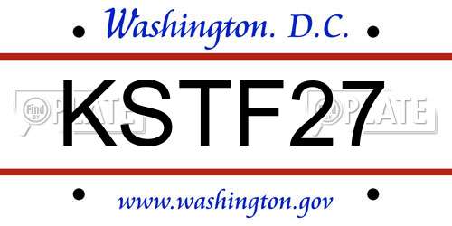 KSTF27 District Of Columbia License Plate