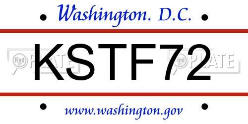 KSTF72 District Of Columbia License Plate