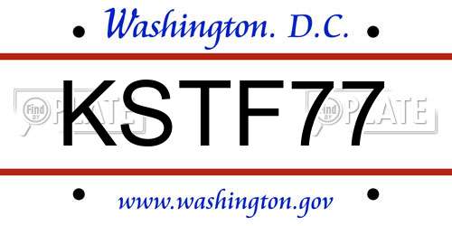 KSTF77 District Of Columbia License Plate