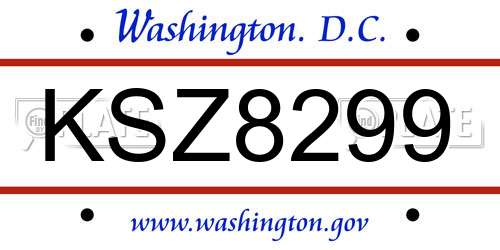 KSZ8299 District Of Columbia License Plate