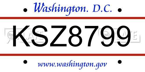 KSZ8799 District Of Columbia License Plate
