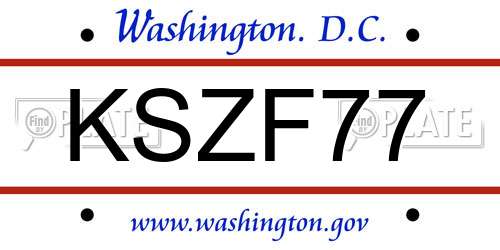 KSZF77 District Of Columbia License Plate