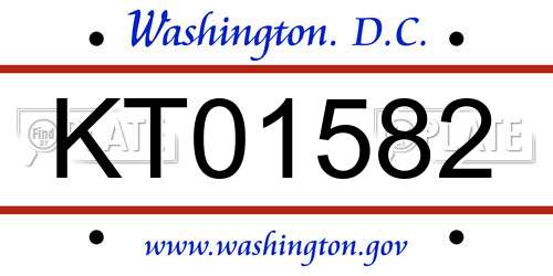 KT01582 District Of Columbia License Plate