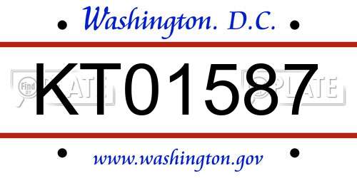 KT01587 District Of Columbia License Plate