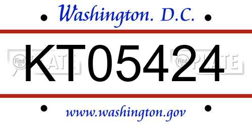 KT05424 District Of Columbia License Plate