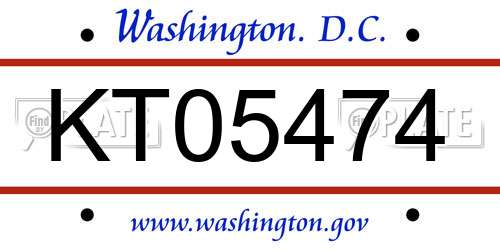 KT05474 District Of Columbia License Plate