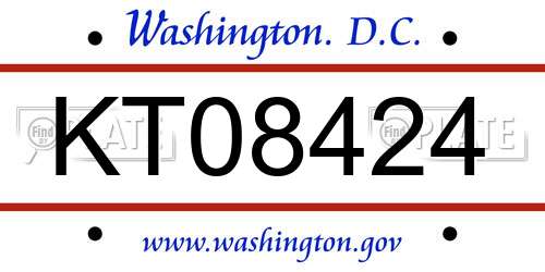 KT08424 District Of Columbia License Plate