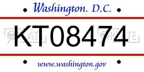 KT08474 District Of Columbia License Plate