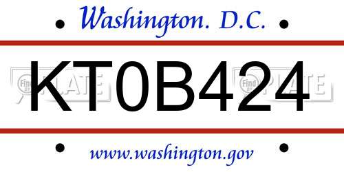 KT0B424 District Of Columbia License Plate