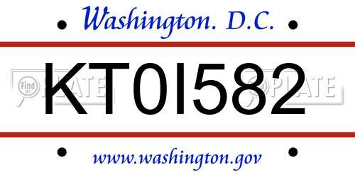 KT0I582 District Of Columbia License Plate