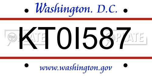 KT0I587 District Of Columbia License Plate