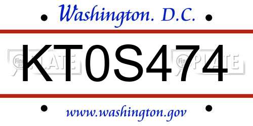KT0S474 District Of Columbia License Plate