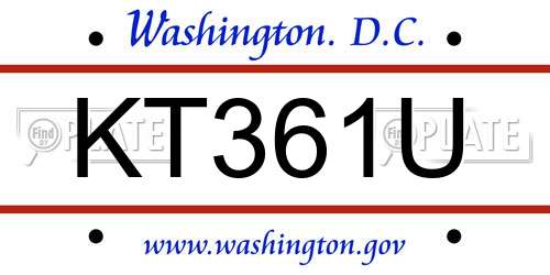 KT361U District Of Columbia License Plate