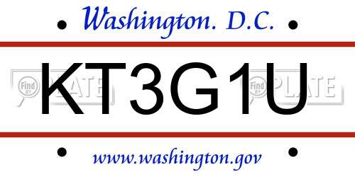 KT3G1U District Of Columbia License Plate