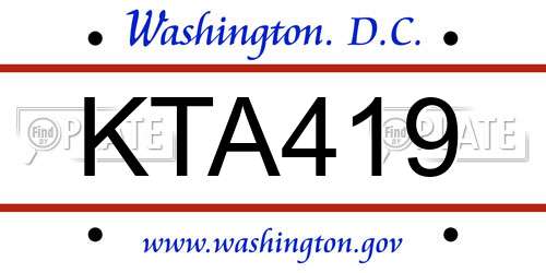 KTA419 District Of Columbia License Plate