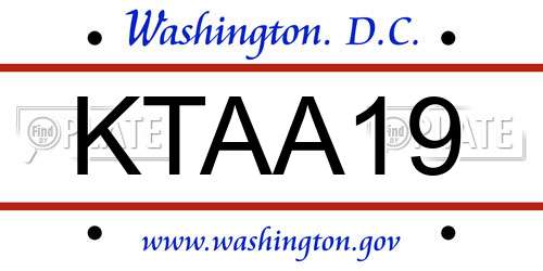 KTAA19 District Of Columbia License Plate