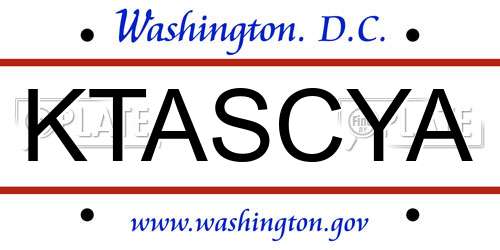 KTASCYA District Of Columbia License Plate