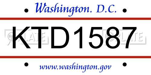 KTD1587 District Of Columbia License Plate