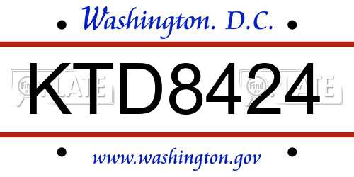 KTD8424 District Of Columbia License Plate