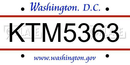 KTM5363 District Of Columbia License Plate