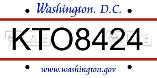 KTO8424 District Of Columbia License Plate