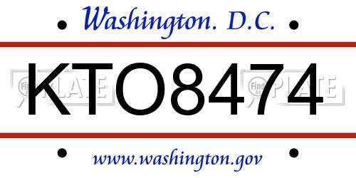 KTO8474 District Of Columbia License Plate