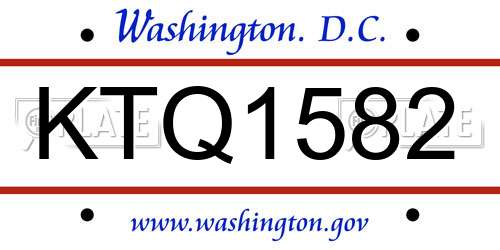 KTQ1582 District Of Columbia License Plate
