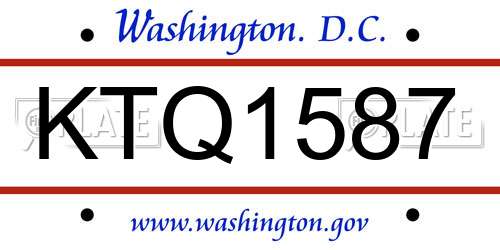 KTQ1587 District Of Columbia License Plate
