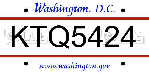 KTQ5424 District Of Columbia License Plate