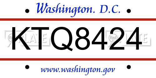 KTQ8424 District Of Columbia License Plate