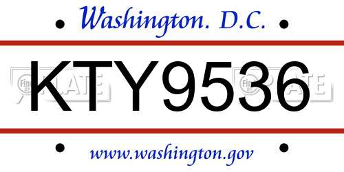 KTY9536 District Of Columbia License Plate