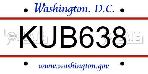 KUB638 District Of Columbia License Plate