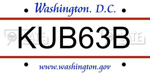 KUB63B District Of Columbia License Plate