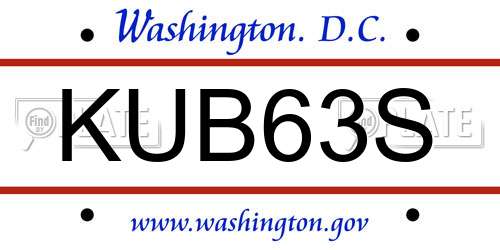 KUB63S District Of Columbia License Plate
