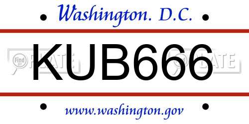 KUB666 District Of Columbia License Plate