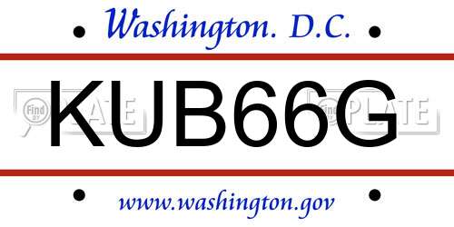 KUB66G District Of Columbia License Plate