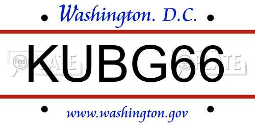 KUBG66 District Of Columbia License Plate