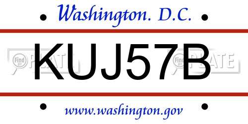 KUJ57B District Of Columbia License Plate