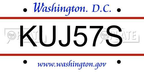 KUJ57S District Of Columbia License Plate
