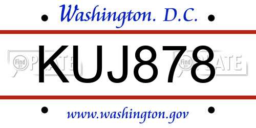 KUJ878 District Of Columbia License Plate