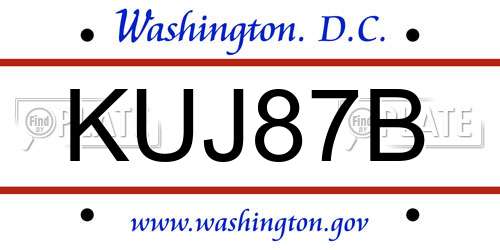 KUJ87B District Of Columbia License Plate