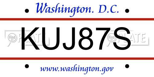 KUJ87S District Of Columbia License Plate