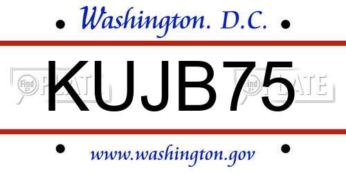 KUJB75 District Of Columbia License Plate