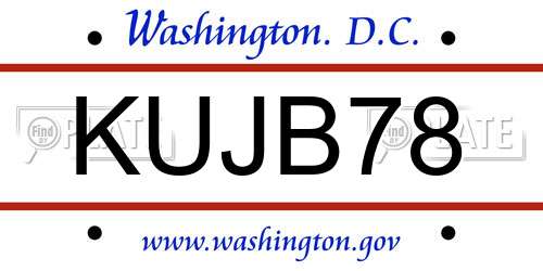 KUJB78 District Of Columbia License Plate