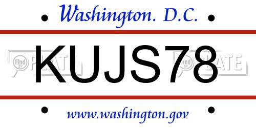 KUJS78 District Of Columbia License Plate