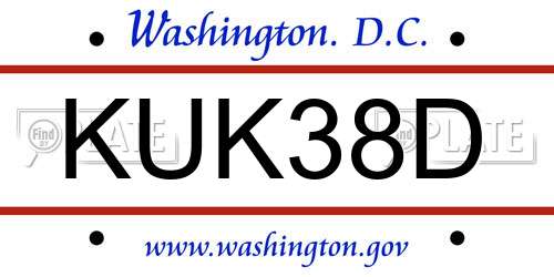 KUK38D District Of Columbia License Plate